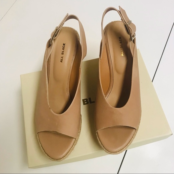 ALL BLACK Chunky Sling Heel Nude Padrille size 39 - Picture 16 of 16